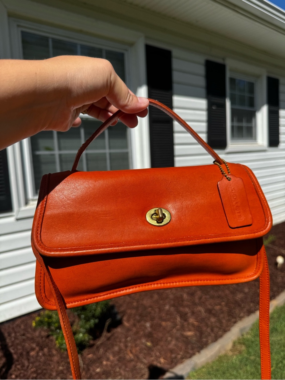 Vintage Coach Tangerine Orange Geometric Bag